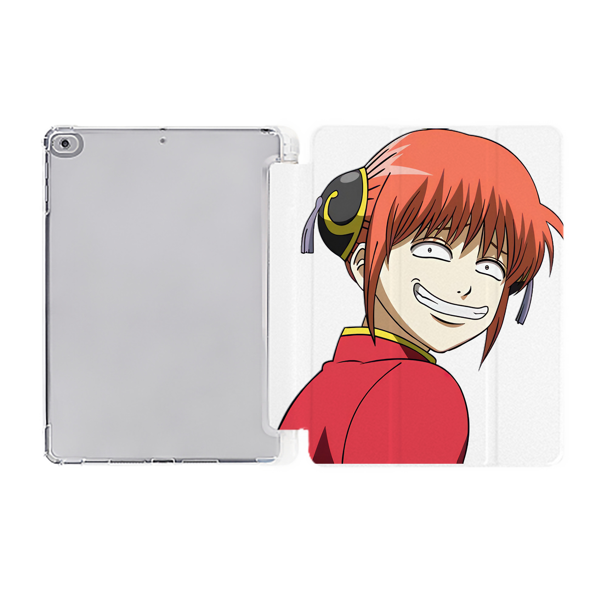 ぎんたま 坂田銀時（さかたぎんとき） 神楽 志村新八（しむら しんぱち） GINTAMA Sakata Gintoki Kagura Shimura Shinpachi IPad ケース ペン収納付き 三つ折りスタンド PUレザー×シリコン 対応機種9.5/10.5/10.9インチ